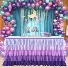 Lofaris Purple Gradient Chiffon Layering Banquet Table Skirt