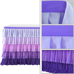 Lofaris Purple Gradient Chiffon Layering Banquet Table Skirt