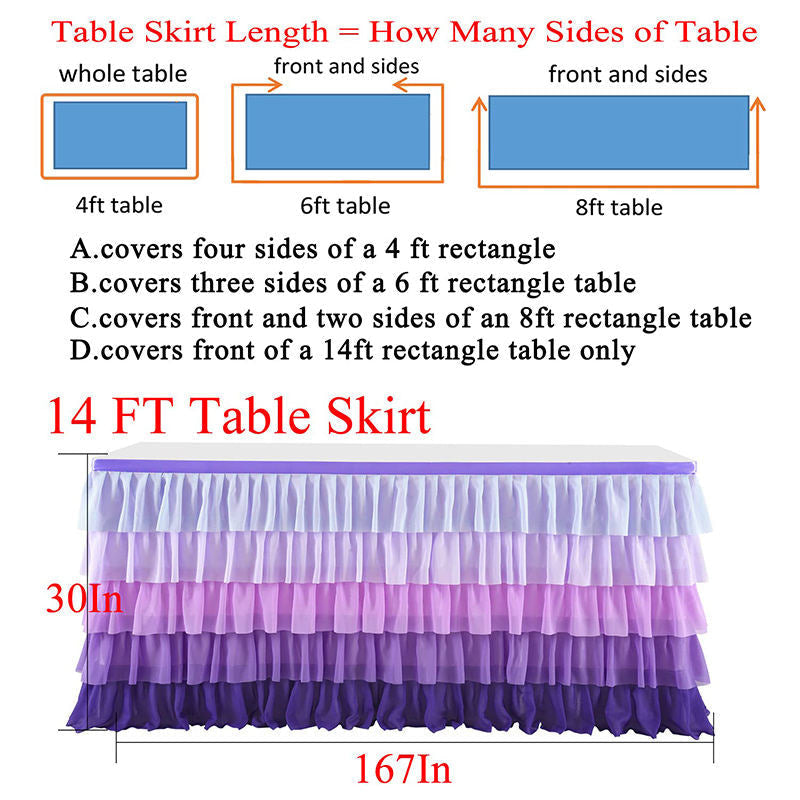 Lofaris Purple Gradient Chiffon Layering Banquet Table Skirt
