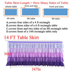 Lofaris Purple Gradient Chiffon Layering Banquet Table Skirt