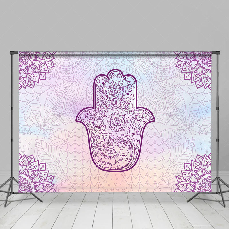 Lofaris Purple Hamsa Hand Floral Tradition Dance Backdrop