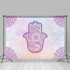 Lofaris Purple Hamsa Hand Floral Tradition Dance Backdrop
