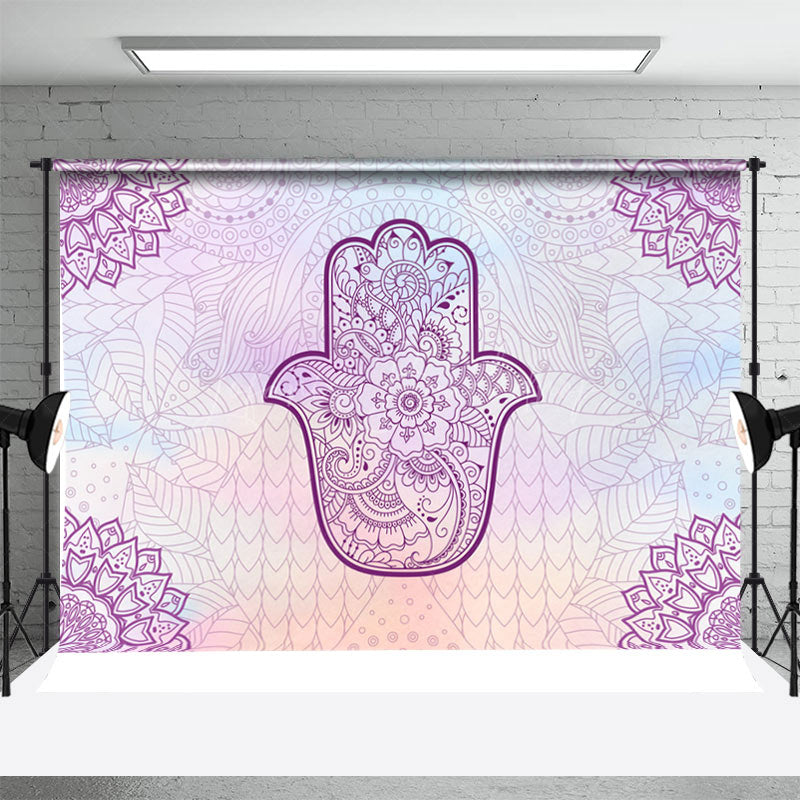 Lofaris Purple Hamsa Hand Floral Tradition Dance Backdrop
