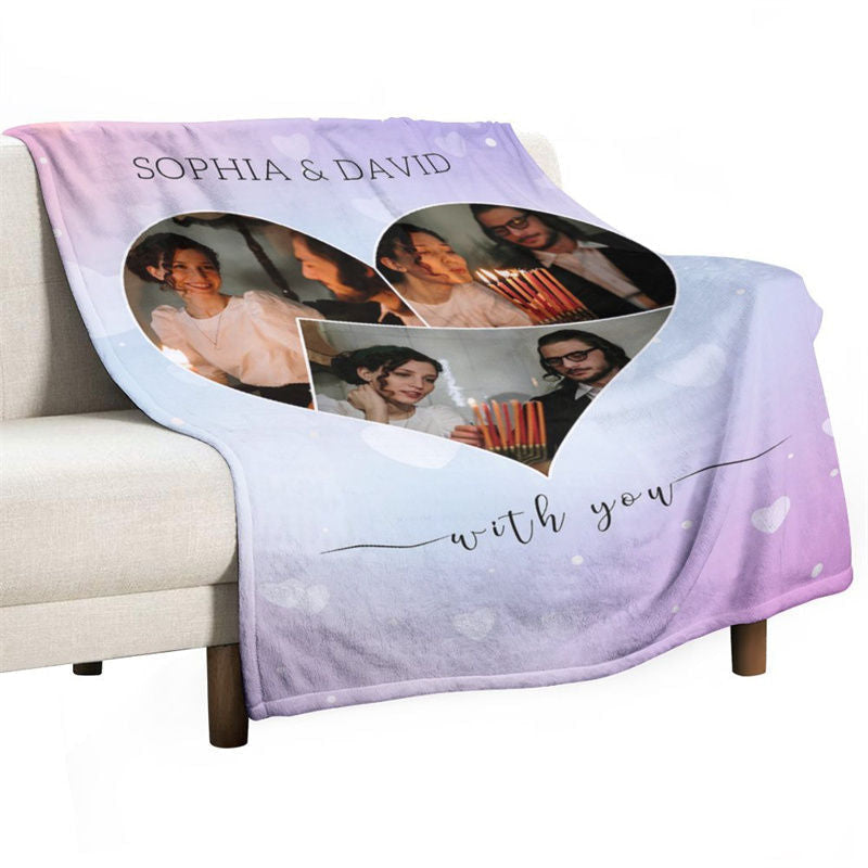 Lofaris Purple Heart Bokeh Custom Valentines Day Blanket