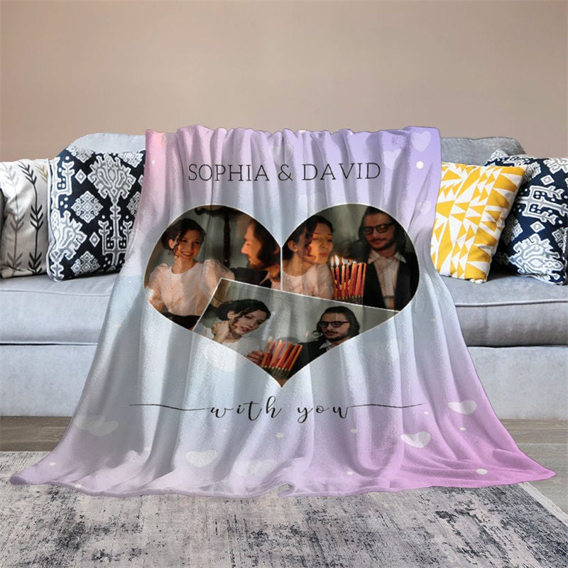 Lofaris Purple Heart Bokeh Custom Valentines Day Blanket