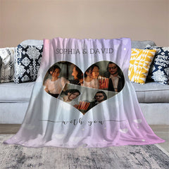 Lofaris Purple Heart Bokeh Custom Valentines Day Blanket