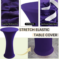 Lofaris Purple High Top Round Spandex Cocktail Tablecloths