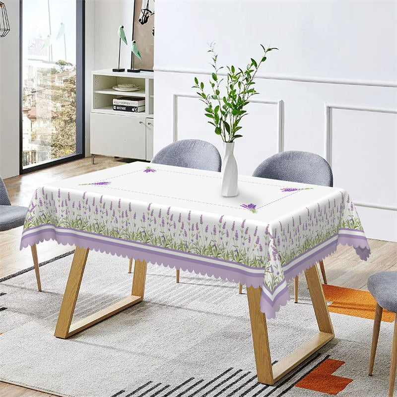 Lofaris Purple Lavender Pastoral Floral Rectangle Tablecloth