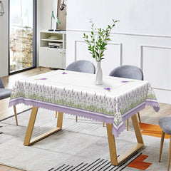 Lofaris Purple Lavender Pastoral Floral Rectangle Tablecloth