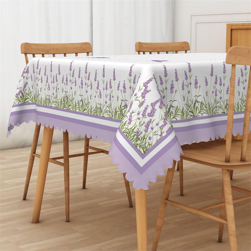 Lofaris Purple Lavender Pastoral Floral Rectangle Tablecloth