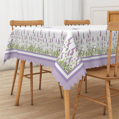 Lofaris Purple Lavender Pastoral Floral Rectangle Tablecloth