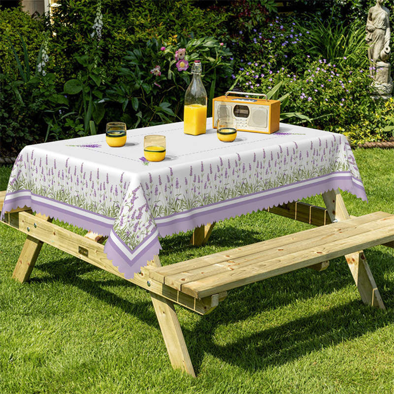 Lofaris Purple Lavender Pastoral Floral Rectangle Tablecloth