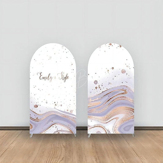 Lofaris Purple Marble Wedding Double Sided Arch Backdrop