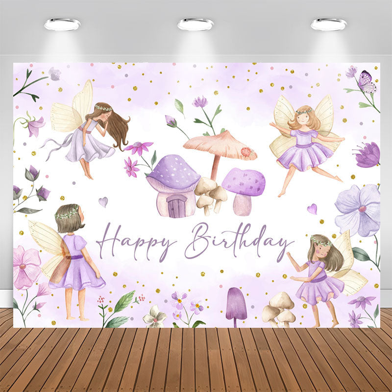 Lofaris Purple Mushroom House Poison Ivy Birthday Backdrop