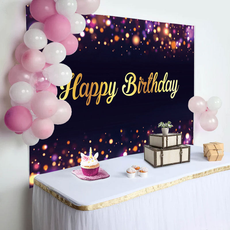Lofaris Purple Neon Dots Bokeh Golden Birthday Backdrop