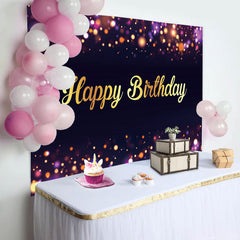 Lofaris Purple Neon Dots Bokeh Golden Birthday Backdrop
