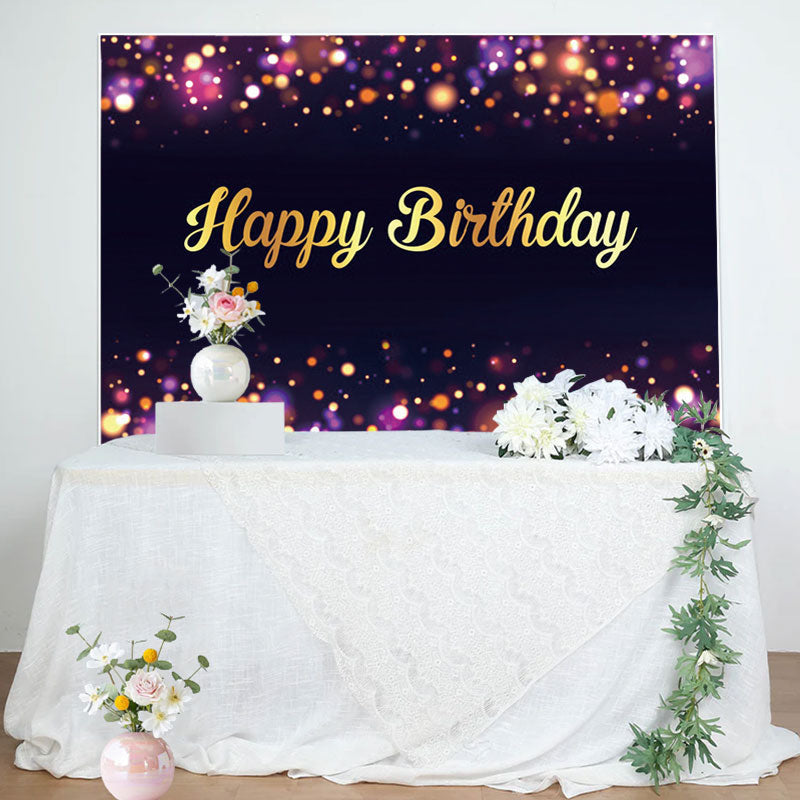 Lofaris Purple Neon Dots Bokeh Golden Birthday Backdrop