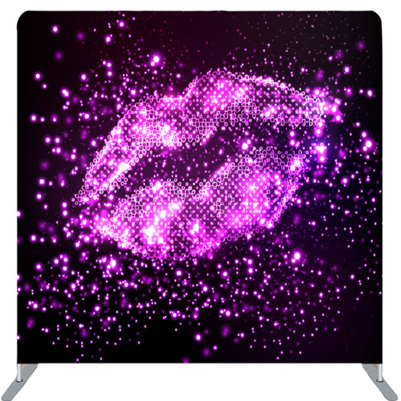 Lofaris Purple Neon Lips Glitter Valentines Day Backdrop