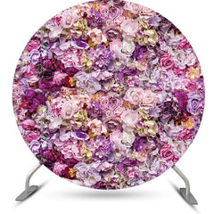 Lofaris Purple Pink Floral Romantic Round Wedding Backdrop