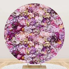 Lofaris Purple Pink Floral Romantic Round Wedding Backdrop