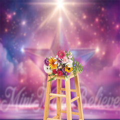 Lofaris Purple Pink Star Sparkle Stage Backdrop For Photo