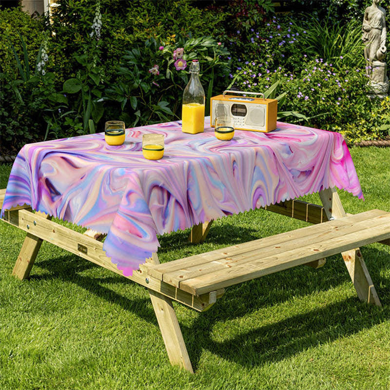 Lofaris Purple Pink Wave Artistical Rectangle Tablecloth