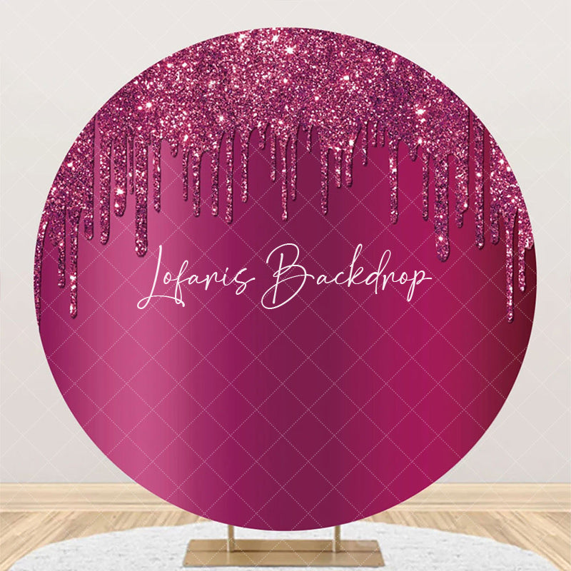 Lofaris Purple Red Solid Color Glitter Round Party Backdrop