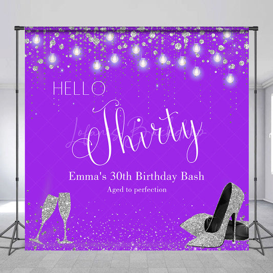 Lofaris Purple Silver Custom 30th Birthday Bash Backdrop