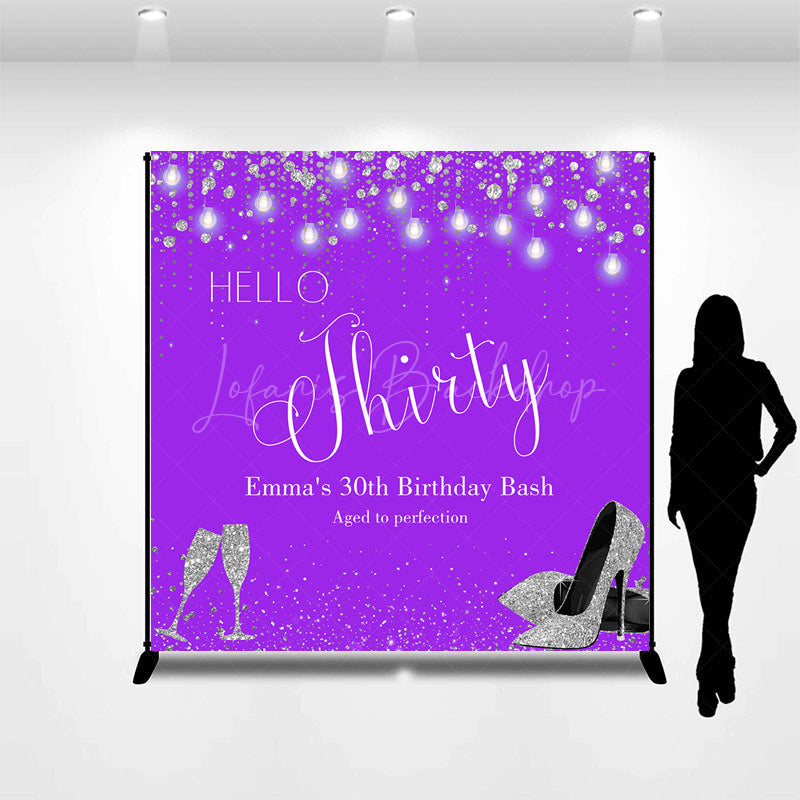 Lofaris Purple Silver Custom 30th Birthday Bash Backdrop