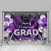 Lofaris Purple Silver Sparkling Balloon Graduation Backdrop