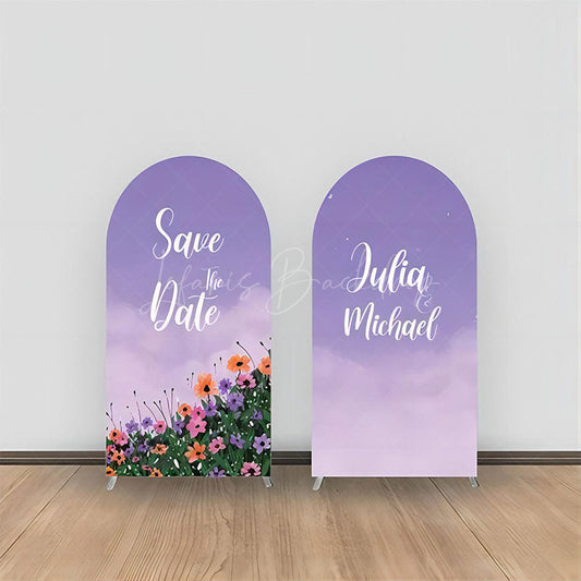 Lofaris Purple Sky Colors Floral Double Arch Backdrop Kit