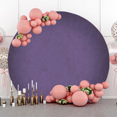 Lofaris Purple Solid Color Texture Round Birthday Backdrop