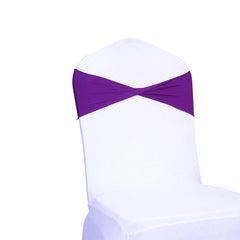 Lofaris Purple Spandex Elastic Slider Banquet Chair Sashes Bow