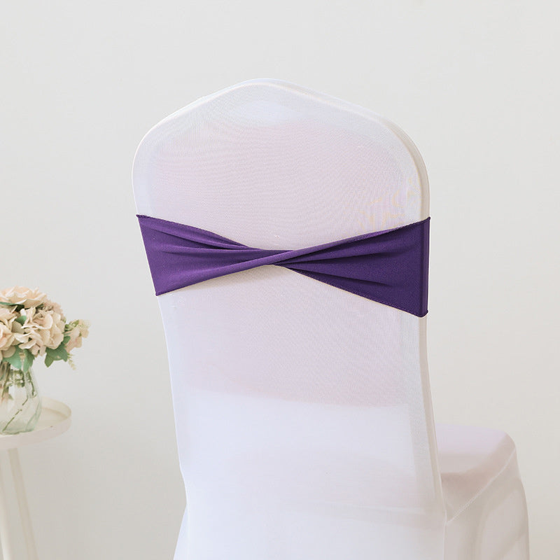 Lofaris Purple Spandex Elastic Slider Banquet Chair Sashes Bow