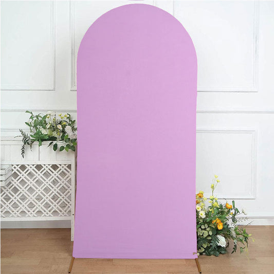 Lofaris Purple Spandex Fit Round Top Backdrop Wedding Arch Cover