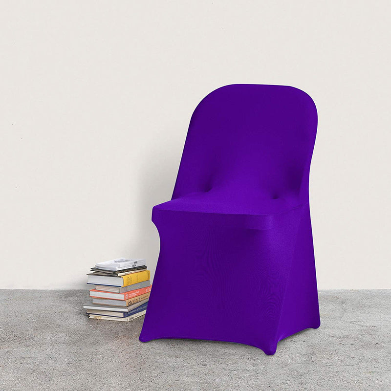 Lofaris Purple Stretch Spandex Banquet Folding Chair Cover