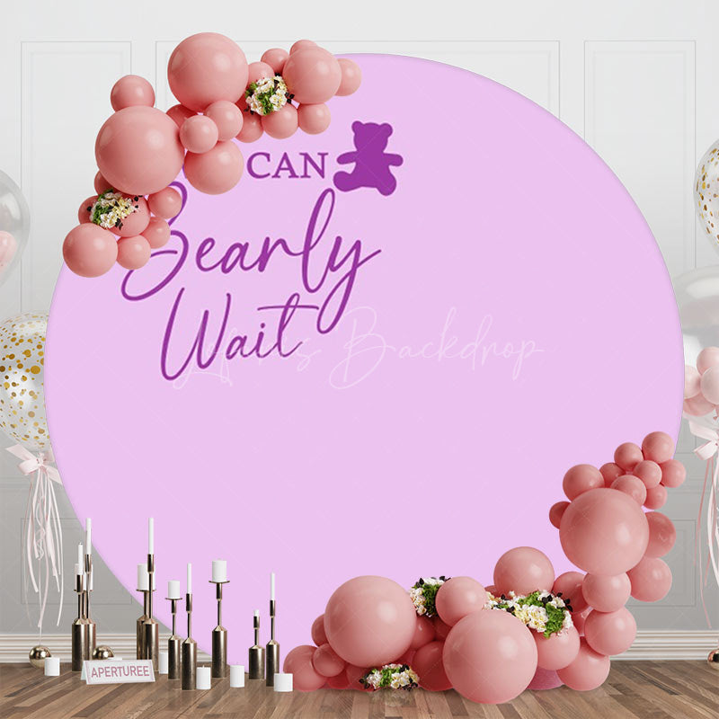 Lofaris Purple We Can Bearly Wait Round Baby Shower Backdrop