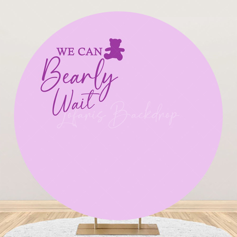 Lofaris Purple We Can Bearly Wait Round Baby Shower Backdrop
