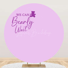 Lofaris Purple We Can Bearly Wait Round Baby Shower Backdrop