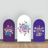 Lofaris Purple White Cake Balloon Birthday Arch Backdrop Kit