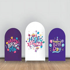 Lofaris Purple White Cake Balloon Birthday Arch Backdrop Kit