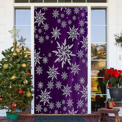 Lofaris Purple White Snowflakes Simple Christmas Door Cover