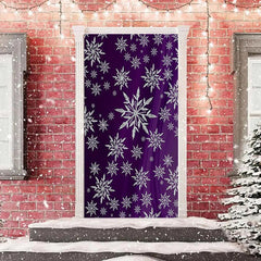 Lofaris Purple White Snowflakes Simple Christmas Door Cover