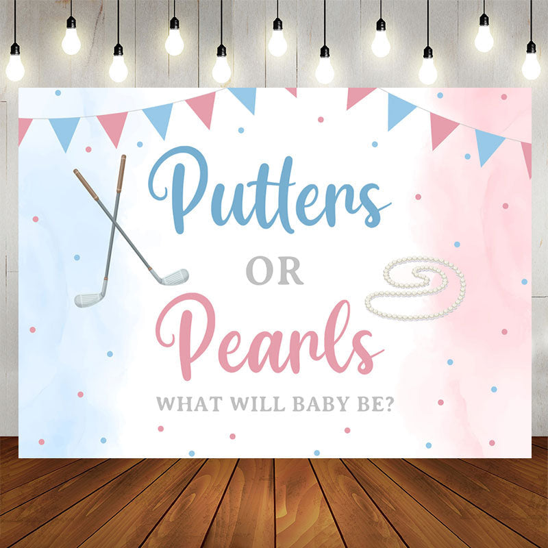 Lofaris Putters Or Perls Blue Pink Gender Reveal Backdrop