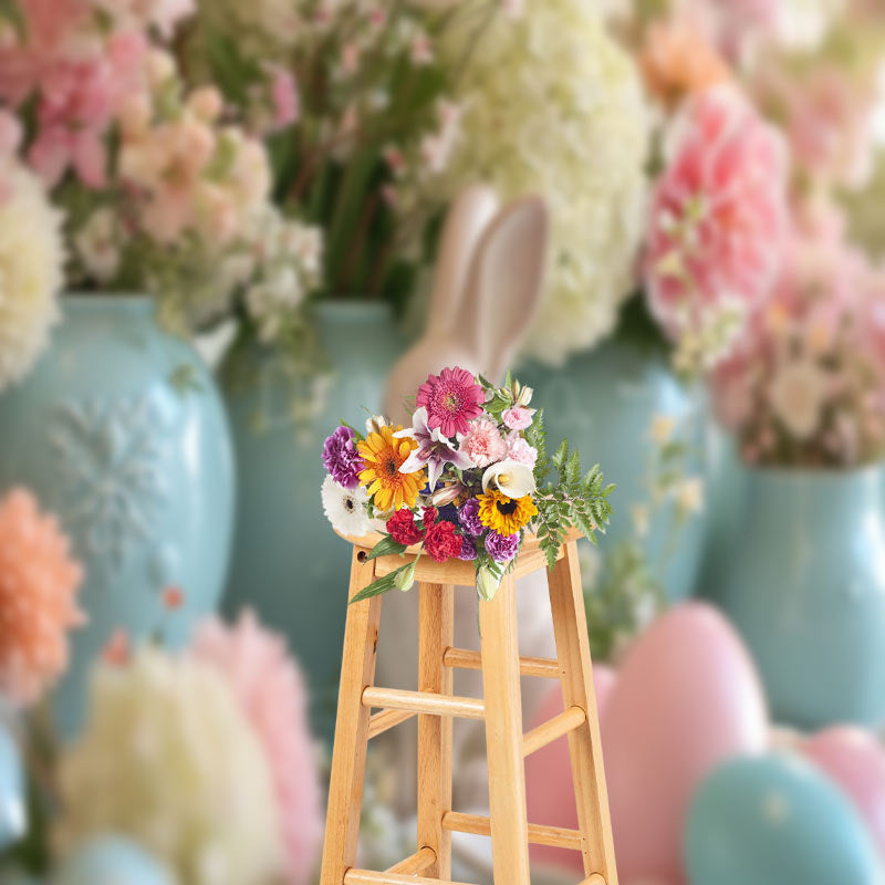 Lofaris Rabbit Egg Floral Easter Backdrops For Photograph