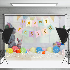 Lofaris Rabbit Eggs Balloon Happy Easter Cake Smash Backdrop