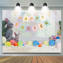 Lofaris Rabbit Eggs Balloon Happy Easter Cake Smash Backdrop