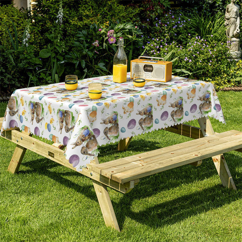Lofaris Rabbits Chicks Eggs Repeat Easter Kitchen Tablecloth