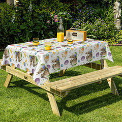 Lofaris Rabbits Chicks Eggs Repeat Easter Kitchen Tablecloth