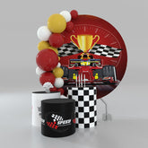 Lofaris Racing Car Theme Red Circle Backdrop Kit For Birthday